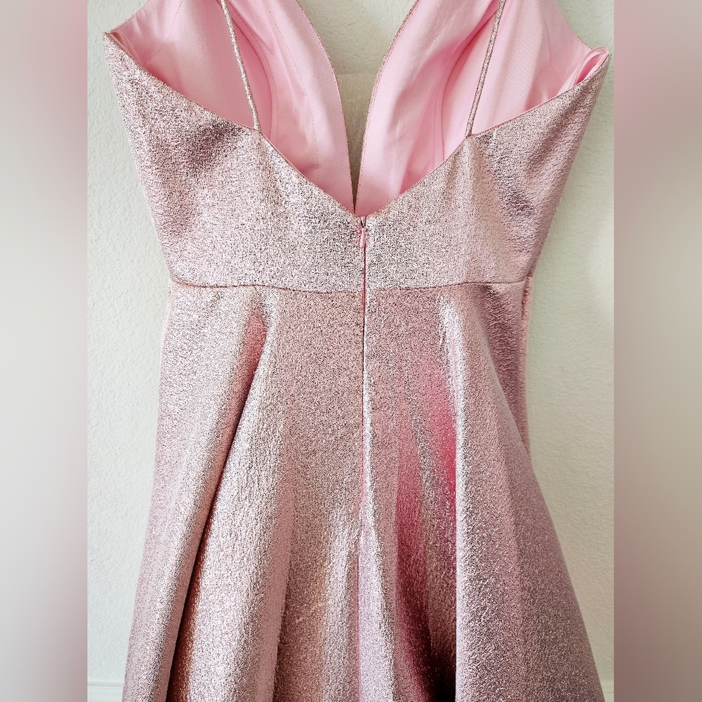 Ashley Lauren Metallic Brocade Pink Ball Gown - Size 8 - Picture 6 of 9